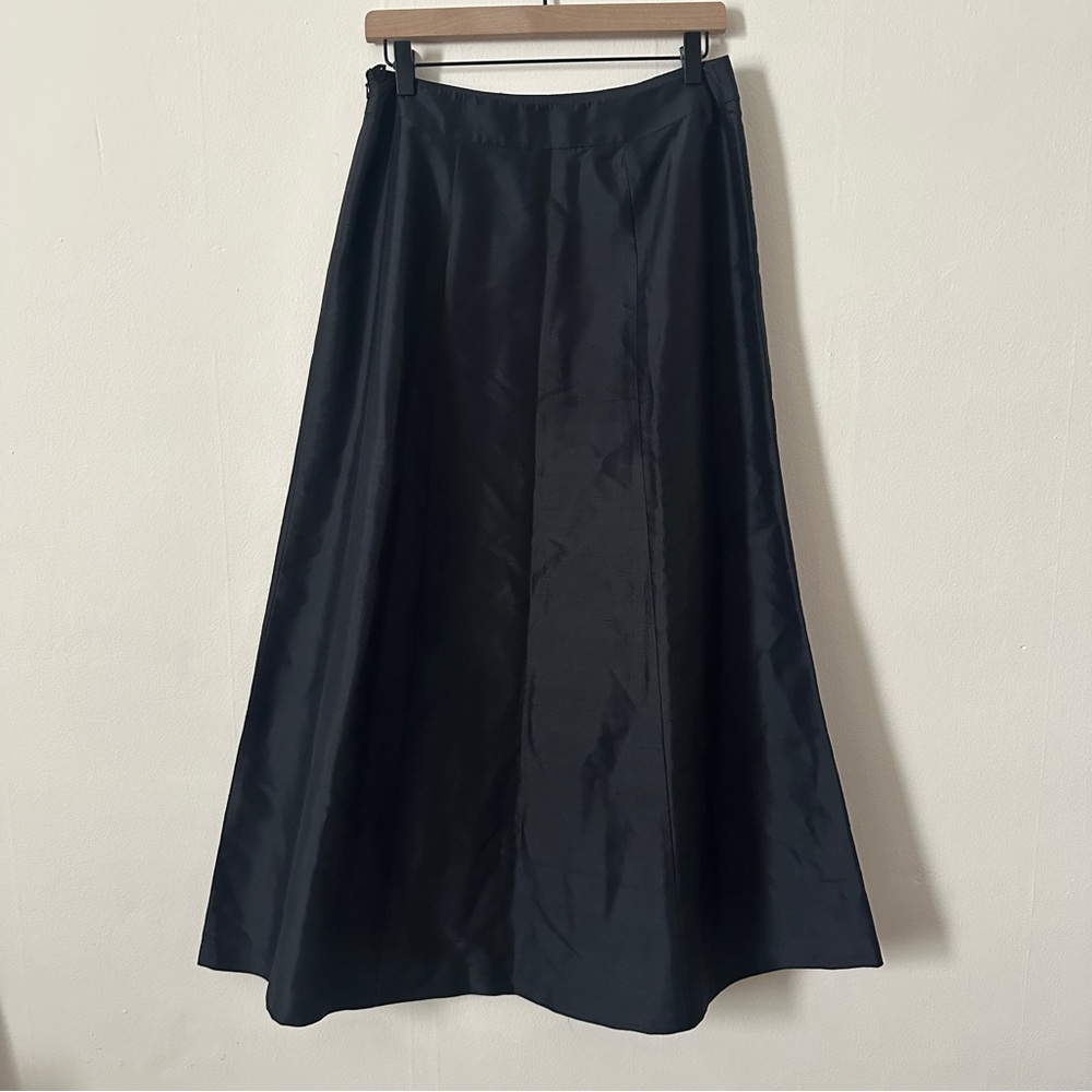 Vintage Talbots Classic Black A-Line Silk Taffeta Skirt - Picture 2 of 6